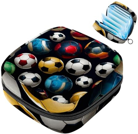 Damenbinden-Aufbewahrungsbeutel für Damen, große Kapazität, Menstruationspad-Tasche, Fußball, 390 Menstruationstaschen, Tampon-Sammeltasche, Geldbörse