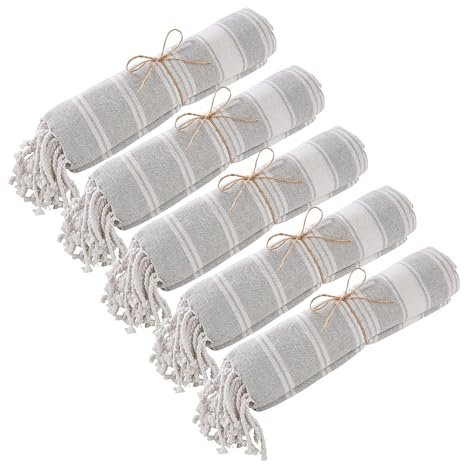 BUTLERS Hamamtuch 5er-Set 90x170 cm - Surfside - Pestemal im maritimen Look | Badetuch Hamam für Strand & Pool | Saunatuch schnelltrocknend mit Fransen