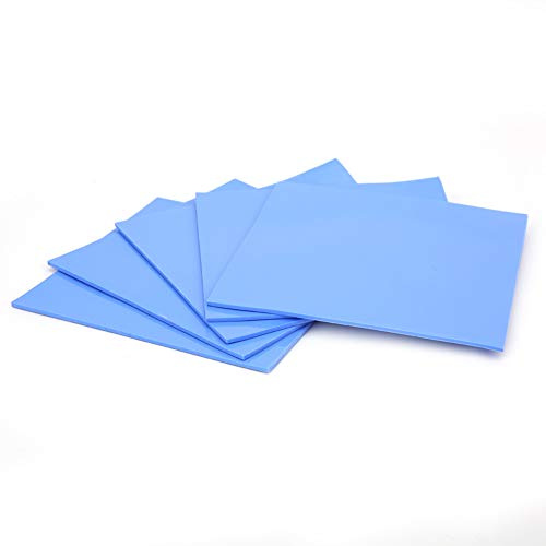 Tapis Thermique, Feuille de conductivité Thermique en Silicone 5 Pièces, Coussin de Conduction Thermique GPU 100x100x1,5 Mm, Coefficient de conductivité 1,5 W/m-k, Coussinets