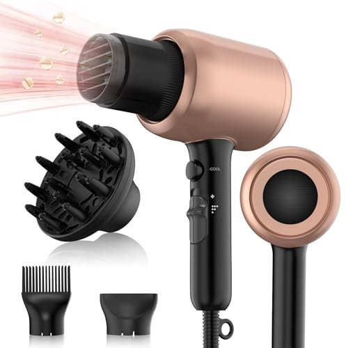 UKLISS Seche Cheveux 2000W, Sèche Cheveux Professionnel 3 en 1: Boucle, Ondule, Lisseur, Sèche-cheveux Ionique Hair Dryer Rapide & Volume, Blow Dry & Style, 3 Températures et 2 Vitesses