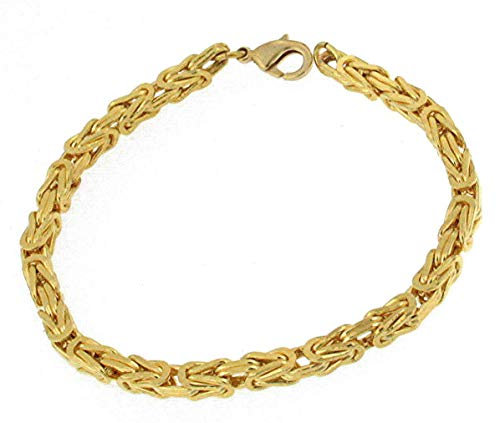 Tendenzalia Bizantiner Königsarmband quadratisch original italienische Kette 18kt vergoldet 4mm breit Länge 20cm