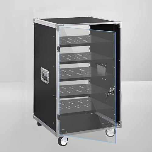 YQMHEZ HiFi Rack, transparente Acryltür mit Schloss, Audio Rack HiFi Regal, Phonoschrank mit reichlich Stauraum, offener, Stabiler Stereo-Schrankturm for Wohnen, Gaming, Aufnahmeraum(Silver,5 Tier)