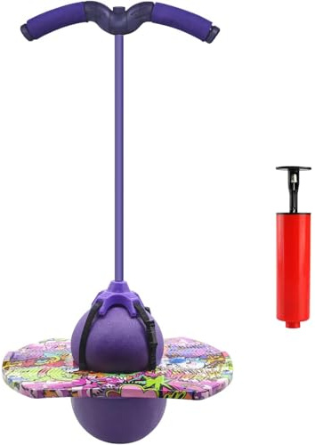Chingcoo Pogo Stick para niños, equipo deportivo para niños, Pogo Stick con asa de cordón, adecuado para barra saltar con niños (empalme morado)