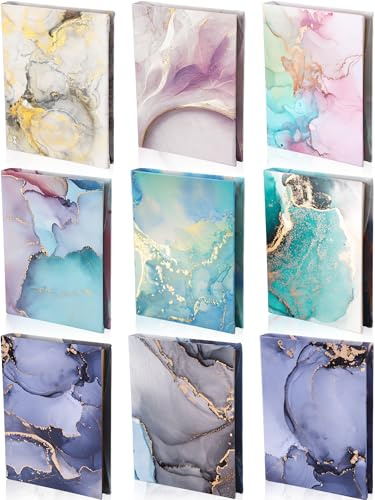 Teling 9 Stück dehnbare Jumbo-Stoff-Buchhüllen, 15,2 x 22,9 cm, bunt, langlebig, waschbar, wiederverwendbar, Nylon-Schutzhüllen für Schulbücher, Hardcover, Taschenbuch, Marmor)