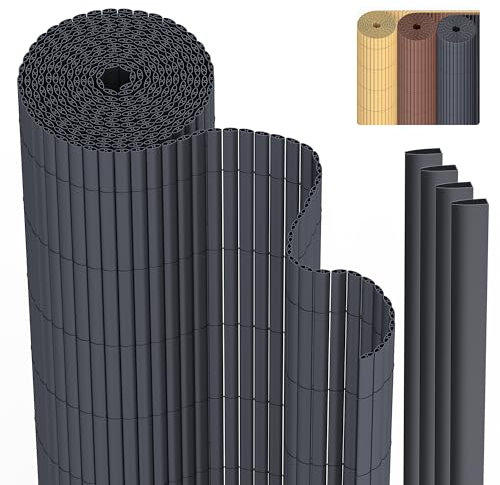 PVC Sichtschutzmatte Sichtschutzzaun 80 x 300 cm Privatsphäre Wetterfest für Garten, Balkon und Terrasse, Sichtschutz mit Strukturierte Oberfläche, Balkonumrandung mit Kabelbindern & Abdeckung