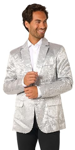 OFFSTREAM Herren Slim Fit Pailletten Party Blazer – Glänzend für Weihnachten, Silvester, Abschlussball und Partys – Auffällige und stylische Jacke für besondere Anlässe