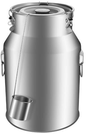 Caraffa per il latte in acciaio inox da 28 l, con coperchio, manico e portabicchieri per conservare acqua, latte, vino