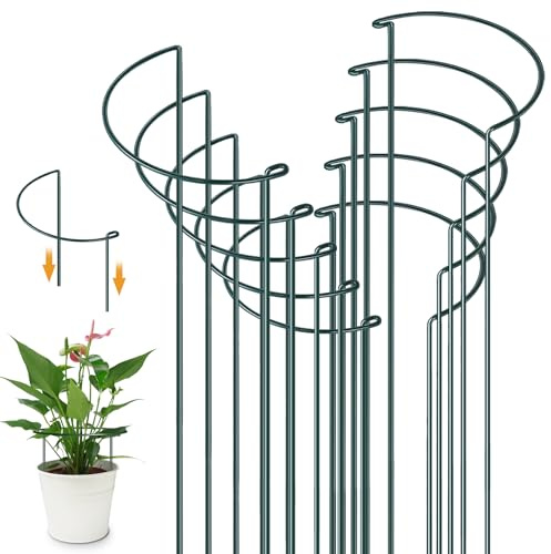YeahBoom 10 Stück Pflanzenstützen Halbrund Pflanzenstütze Ringkäfige,40x25cm Pflanzenringe Rund,Pflanzenhalter Metall,Staudenhalter,Pflanzenstütze für Topfpflanzen, Tomaten, Gemüse, Rose, Pfingstrose