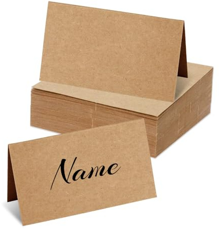 GIDWRIY 150 Pezzi Segnaposto Carta Kraft 9 X 10 cm,Segna Posti Da Tavola Marrone,Battesimo Segnaposto Comunione,Cartoncini Segnaposto Numerati,Nome Segnaposti Matrimoni,Cartellini Segnaposto Cresima