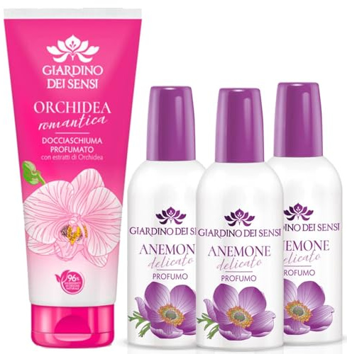Giardino Dei Sensi Anemone Delicato – Profumo Donna Spray 100 ml + Doccia Schiuma 100 ml In Omaggio – Fragranza delicata, set completo per un rituale di bellezza (Anemone 3)