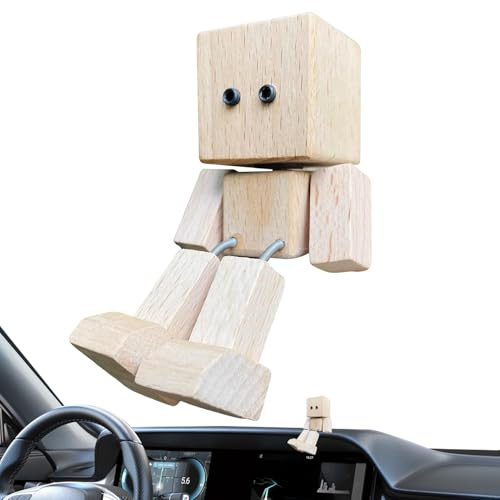 Figura de madera para hombre, figura artística móvil, figura tambaleante con base magnética como decoración de escritorio, regalo de cumpleaños para niños