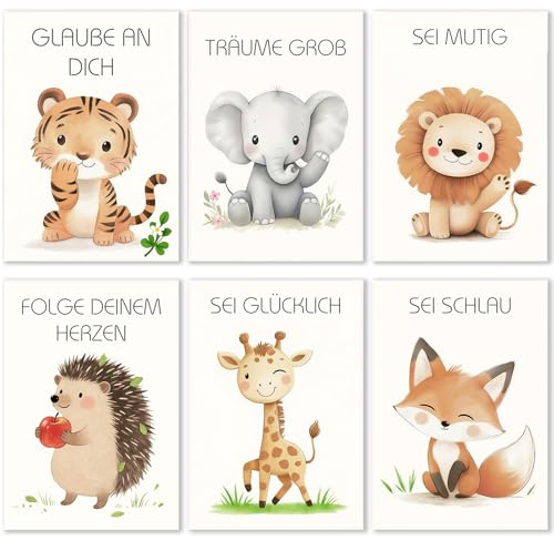 Cumnvulnt 6PCS Affirmationsposter Kinder a4, Kinderzimmer Deko, Bilder Kinderzimmer Aus Ölmalleinwand, A4 Babyzimmer Deko, Inspirierend Für Kinder, Schlafen Oder Spielzimmer