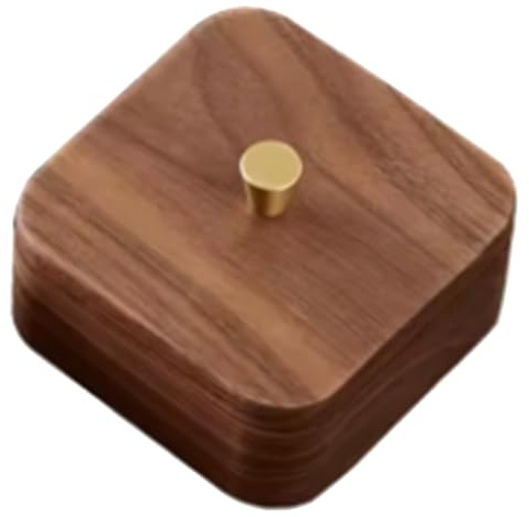 Flaroey Caja de almacenamiento de hilo dental a prueba de polvo, caja de madera maciza, decoración de escritorio, caja de almacenamiento