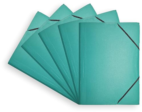 Conipa® 5 x Gummizugmappe Grün DIN A4 aus PP-Kunststoff (Plastik) - Mappe & Hefter mit Gummizug Schule & Büro (langlebig) - Eckspanner-Mappen & Hausaufgaben-Mappen Kinder (PVC-frei) mit Innenklappen