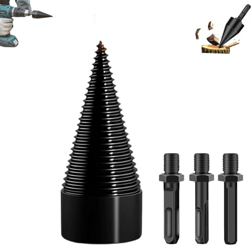 Firewood Drill Bit Set, Wood Log Splitter Firewood Drill Bit, Detachable Heavy Duty Electric Drills Screw Cone Driver Tools, Cone Log Splitters (42mm)