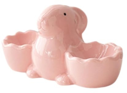 HGUHP Supporto, rastrelliera, supporto for portauovo a forma di coniglietto pasquale, utensili da cucina, vassoio doppio for centrotavola for colazione e cena, decorazione for la casa, bianco(Pink)