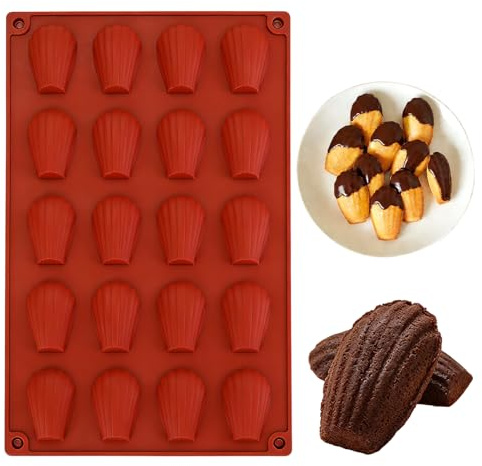 Supecesorio Madeleine Backform aus Silikon, 20 Mulden, in Form einer Muschel, antihaftbeschichtet, Madeleine-Backform für Muffin, Schokolade, Kekse, Schokolade, Süßigkeiten, Pudding
