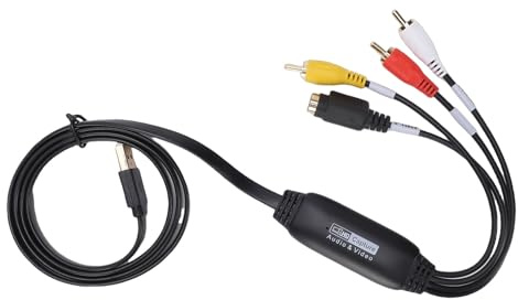 Garsent Convertitore da VHS a Digitale, Scheda di Cattura Video 1080P, Dispositivo Audio da AV a USB, Supporto per W USB 2.0, Converte VCR DVD in Adattatore Digitale per PC TV Lettore