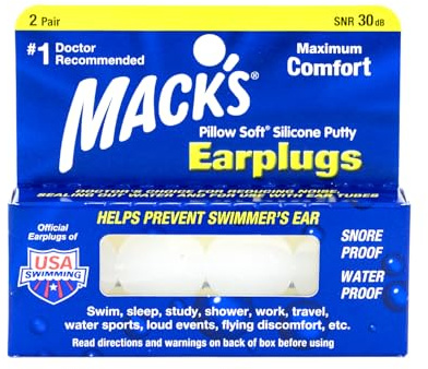 Mack's Pillow Soft Silicone Earplugs, 2 Pair - The Original Moldable Silicone Putty Ear Plugs for Sleeping, Snoring, Swimming, Travel, Concerts and Studying | Made in USA