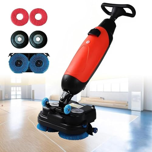 Brosse à récurer électrique commerciale avec double tête de brosse, brosse rotative à 360°, mini balai sans fil pour petits espaces et sols durs
