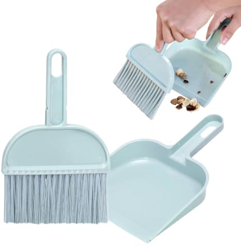 HYFZOD Set Cage Cochon d'Inde Brosse Kit Mini Pelle et Balayette pour Lapin/Hamster/Petits Animaux Dustpan and Brush （bleu）
