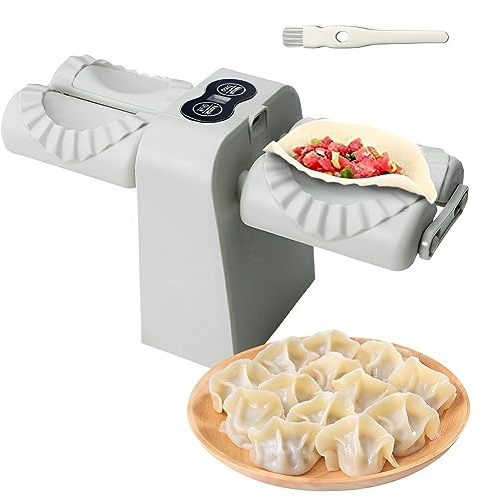 Macchina per ravioli elettrici, a doppia testa, ricaricabile tramite USB, automatico, pressa per impastare regolabile a 2 velocità, stampo antiscivolo da cucina efficiente (uso domestico)