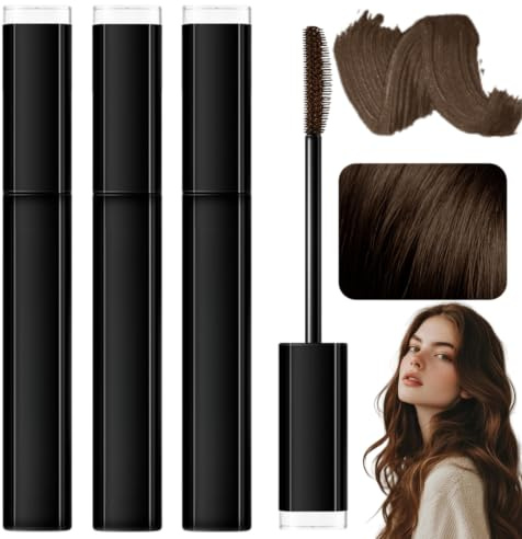 3 Stück Haarmascara Kaffeefarben,Haarfärbestift,Haarwurzel-Grauhaar-Abdeckcreme,Grauhaarabdeckung Frauen,Haaransatz Stift,Abwaschbar Grauhaar Abdeckstift für Täglichen Gebrauch & Unterwegs