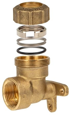 tecuro Klemmverbinder Deckenwinkel 3/4 Zoll IG x 25 mm für PE-Druckrohr für Trinkwasserleitungen und Gartenbau, Messing