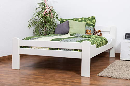 Einzelbett/GästebettEasy Premium Line K4, 120 x 200 cm Buche Vollholz massiv weiß lackiert