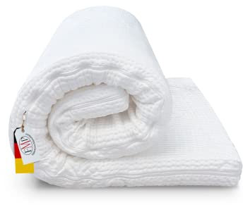 hochwertige viscoelastische Comfort Matratzenauflage, Matratzen Topper, Memory Foam, Vergleichssieger, waschbarer Bezug, 8cm hoch, 90x200cm, weiß