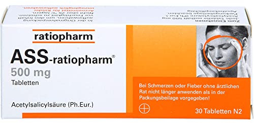 ASS-ratiopharm 500 mg Tabletten bei Schmerzen und Fieber, 30 St. Tabletten