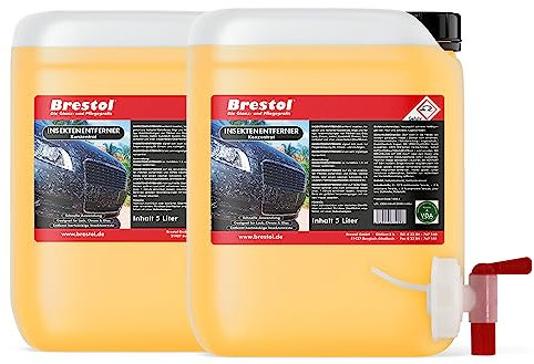 Brestol Insektenentferner 10 Liter Konzentrat inkl. Auslaufhahn 51 mm - Insektenlöser Insektenreiniger Polycarbonat Vogelkotentferner Spezialreiniger alkalisch