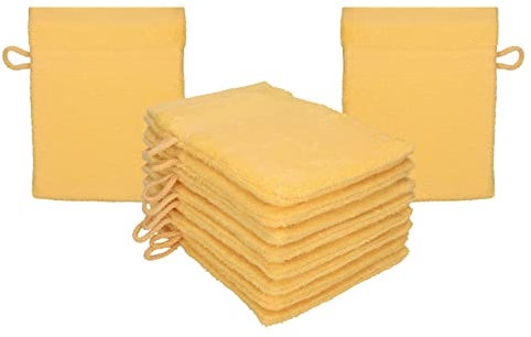 Betz Premium Juego de 10 Piezas de Manoplas de baño – franelas de Rizo para Limpieza Facial - de algodón 100% - manopla de baño para bebés - Amarillo Miel