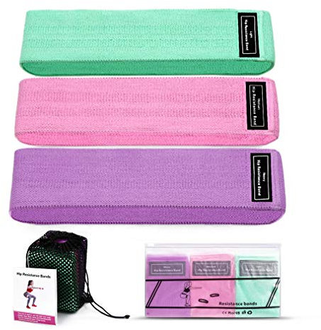 Ototon Bande Élastique Fitness en Tissu Bande de Résistance 3 Niveaux de Force Équipement d'exercices pour Musculation Corps Jambes Fessiers Yoga Pilates