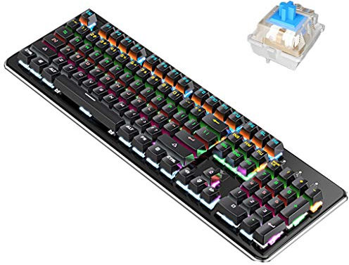 ARCH Clavier Gamer Gaming Clavier Mécanique 104 Blue Keys Commutateurs USB Filaire Clavier avec Touches Multimédia Gaming for PC Gamer Ordinateur De Bureau Programmation Support Clavier