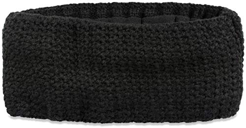 styleBREAKER Damen Häkel Stirnband Feinstrick Thermo Fleece, Schwarz | Reiskorn-Muster, 22,5 cm Bundweite (elastisch für 48-62 cm Kopfumfang), 9 cm breit, Polyacryl-Gewebe, wärmender Ohrenwärmer.
