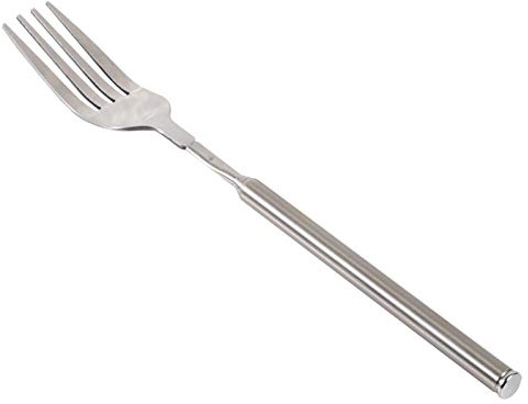 Tenedor extensible, tenedor extensible telescópico para barbacoa, tenedor para cena, postre, fruta, cubiertos de acero inoxidable para perros calientes, verduras