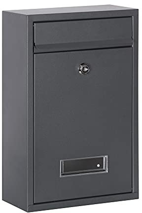 FP-TECH - CASSETTA POSTALE DELLA POSTA DA PARETE GIORNALI CON FINESTRA TARGHETTA SERRATURA CON CILINDRO E COPERTURA (Antracite - 32x22x9)