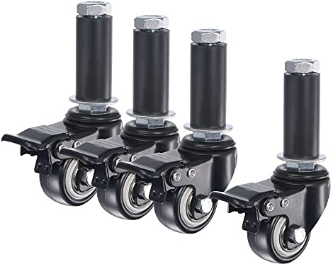sourcing map Swivel Expanding Stem Caster with Brake 1.5 Diameter Fit 7/8 ID Tube Pipe Legs 88Lbs Load Capacity, for Kitchen Prep Tables, PVC, Pack of 4