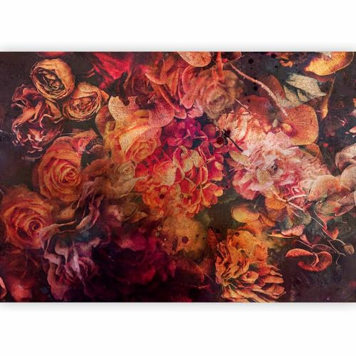 murando - Papier Peint Panoramique Adhésif Nature 196x140 cm - Tapisserie Murale Autocollante Décoration Chambre Salon - Marron rouge beige rose - Fleurs colorées plantes nature b-C-0875-a-a