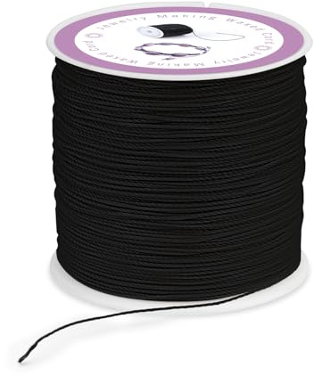 0.5mm 116 Yards Waxed Cord, Beading Thread, White Waxed Cord | Bracelet String for Jewellery Making, Bead Threads Waxed Thread for Bracelets, Necklaces Decorate (Black)