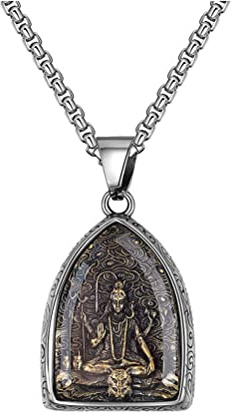 HIJONES Herren Edelstahl Buddha Anhänger Halskette Avalokiteshvara Bodhisattva Amulett Schutzpatron Schmuck mit Kette