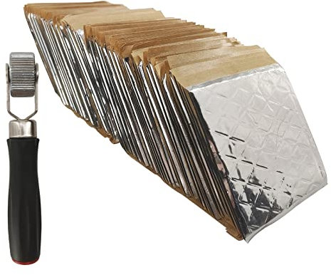 temproad Lot de 40 tapis insonorisants pour voiture - 100 mm x 100 mm - En feuille d'aluminium - Autocollant - Isolation sonore et amortissement avec outil