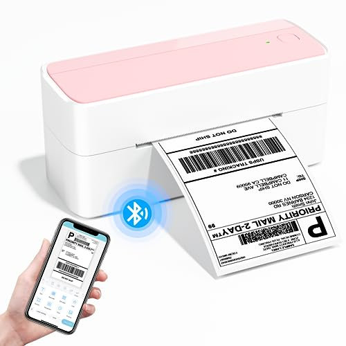 Phomemo DHL Bluetooth Etikettendrucker, 241BT Ettikettendrucķer 4x6 Versandetiketten Drucker, Bluetooth Label Printer Thermodrucker für Barcode, Amazon, DHL, Etsy, DPD, UPS, Ebay & Shopify - Rosa