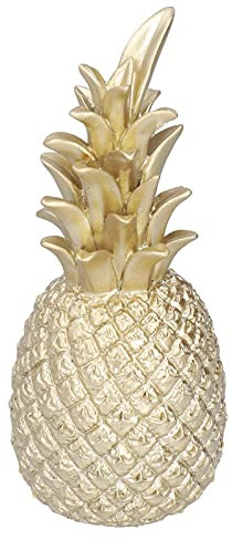 Natudeco Decoración De Piña De Resina Escultura De Piña Escritorio De Estilo Nórdico Estatua Decorativa Decoración De Fruta De Resina con Almohadilla De Pie Inferior (Dorado)