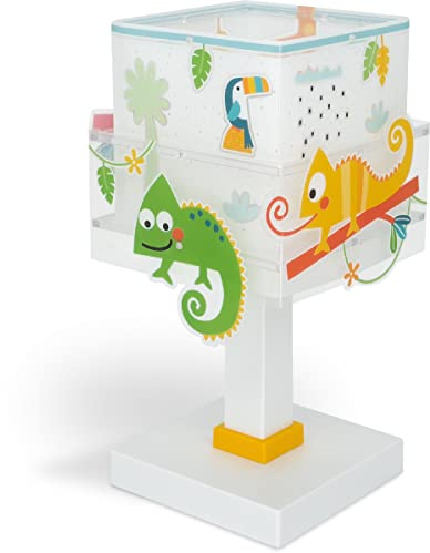 Dalber Kinder Tischlampe Nachttischlampe kinderzimmer Happy Jungle Chamäleon Tiere Dschungel, 63311, E14
