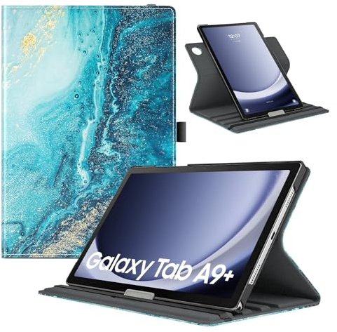 TiMOVO Drehbar Hülle Kompatibel mit Samsung Galaxy Tab A9+/A9 Plus 11 Zoll 2023 SM-X210/X216/X218, 90 Grad Drehbar Ständer Hülle, Auto Schlaf/Aufwach Schutzhülle für Galaxy Tab A9+ Tablet,Vergoldend