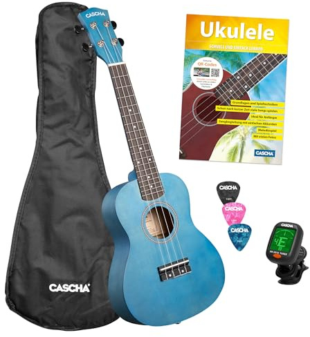 Concert Ukulele Linden Blue Set (incl. Bag, 3 Picks, Book, Tuner)