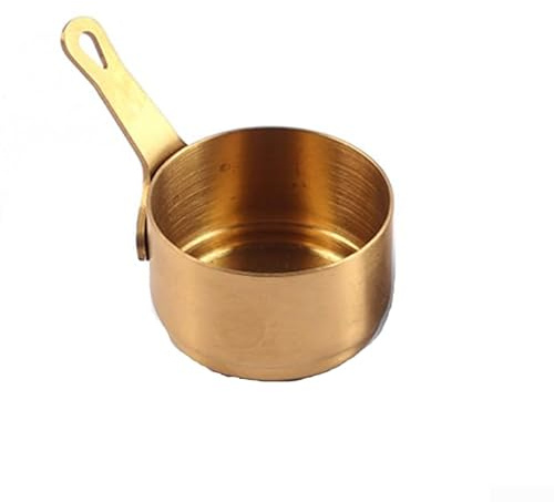Zoegneer Mini cacerola de acero inoxidable 304 de 100 ml, resistencia a altas temperaturas, olla de salsa antiadherente, olla pequeña para leche (oro (100 ml))