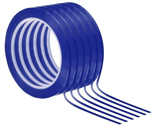 PATIKIL Cinta de Pizarra de 1/8 6 Paquetes de Cinta de Borrado en Seco Delgada para Marcado de Gráficos y Arte Diy Azul